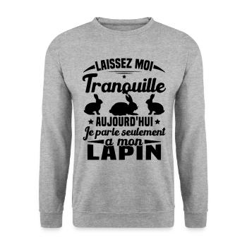 Aujourd'hui je parle seulement à mon Lapin - Sweat-shirt Unisexe - gris chiné - Devant - Alina (178cm) & Michal (187cm)