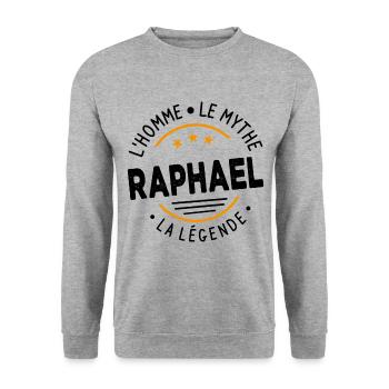 Raphaël L'Homme Le Mythe La Légende - Sweat-shirt Unisexe - gris chiné - Devant - Alina (178cm) & Michal (187cm)