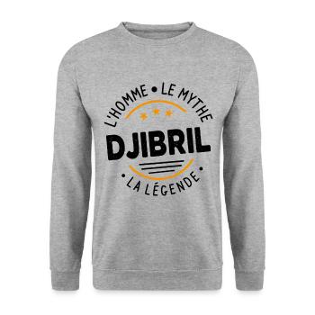 Djibril L'Homme Le Mythe La Légende - Sweat-shirt Unisexe - gris chiné - Devant - Alina (178cm) & Michal (187cm)