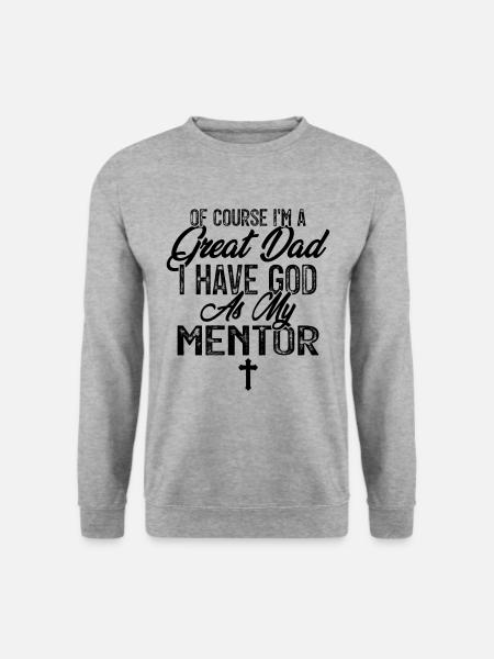 Gott ist mein Mentor Christlicher Vatertag - Unisex Pullover - Weißgrau meliert
