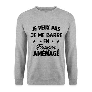 J'peux pas j'me barre en fourgon aménagé - Sweat-shirt Unisexe - gris chiné - Devant - Alina (178cm) & Michal (187cm)