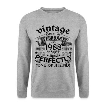 Februar 1988 | Jahrgang 1988 | geboren im Februar - Unisex Pullover - Weißgrau meliert - Vorne - Alina (178cm) & Michal (187cm)