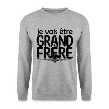 grand frère Bientôt grand-frère futur grand frère - Sweat-shirt Unisexe - gris chiné - Devant - Alina (178cm) & Michal (187cm)
