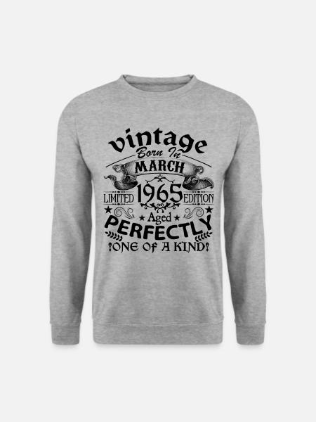März 1965| Jahrgang 1965 | geboren im März - Unisex Pullover - Weißgrau meliert