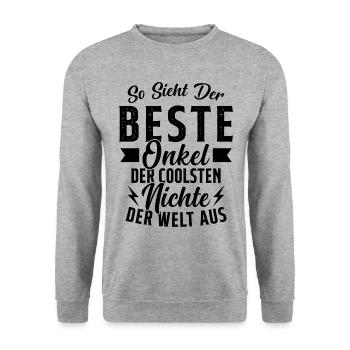 So sieht der beste Onkel der Welt aus - Unisex Pullover - Weißgrau meliert - Vorne - Alina (178cm) & Michal (187cm)