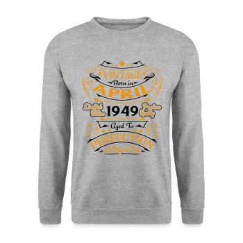 1949 April 1949 anniversary April 1949 April - Unisex Sweatshirt - salt & pepper - Front - Alina (178cm) & Michal (187cm)