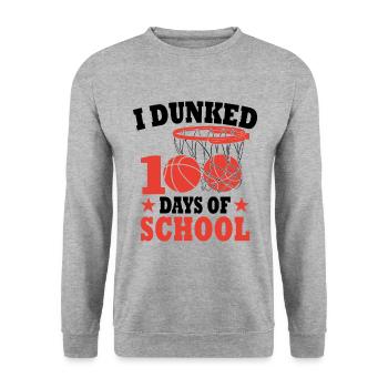 100 jours d'école Basket Cadeau Pour Enfants - Sweat-shirt Unisexe - gris chiné - Devant - Alina (178cm) & Michal (187cm)