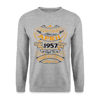 1957 April 1957 Anniversary April 1957 April - Unisex Sweatshirt - salt & pepper - Front - Alina (178cm) & Michal (187cm)