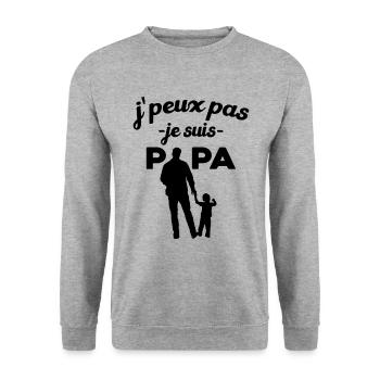 Je peux pas je suis papa bébé - Sweat-shirt Unisexe - gris chiné - Devant - Alina (178cm) & Michal (187cm)