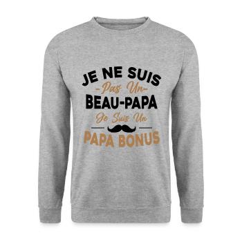Je Ne Suis Pas Un Beau-papa Je Suis Un Papa Bonus - Sweat-shirt Unisexe - gris chiné - Devant - Alina (178cm) & Michal (187cm)