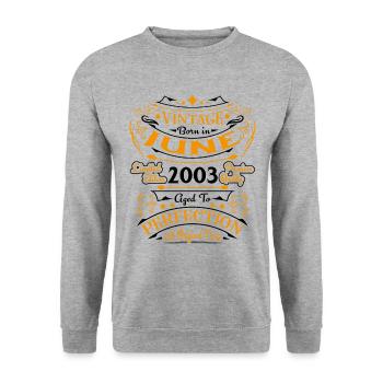 2003 Juin Vintage Nées En Juin 2003 Anniversaire - Sweat-shirt Unisexe - gris chiné - Devant - Alina (178cm) & Michal (187cm)