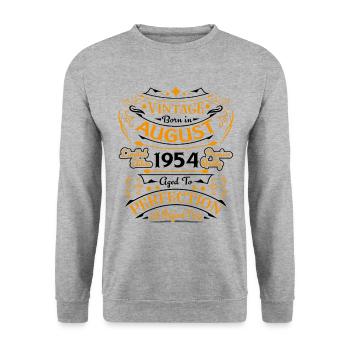 August 1954 Vintage Retro Birthday Gift - Unisex Sweatshirt - salt & pepper - Front - Alina (178cm) & Michal (187cm)