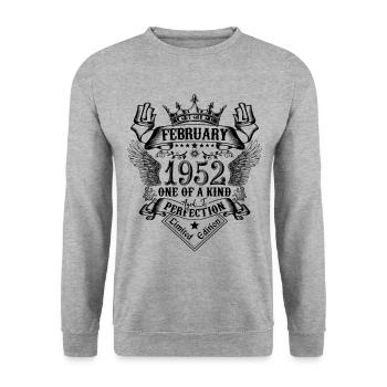 Anniversaire Février 1952 né en Février 1952 - Sweat-shirt Unisexe - gris chiné - Devant - Alina (178cm) & Michal (187cm)