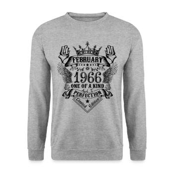 Anniversaire Février 1966 né en Février 1966 - Sweat-shirt Unisexe - gris chiné - Devant - Alina (178cm) & Michal (187cm)