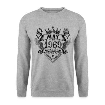 Vintage Mai 1969 Mai 1969 né en Mai - Sweat-shirt Unisexe - gris chiné - Devant - Alina (178cm) & Michal (187cm)