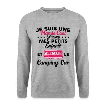 Mamie J'aime Mes Petite Enfants et le Camping Car - Sweat-shirt Unisexe - gris chiné - Devant - Alina (178cm) & Michal (187cm)