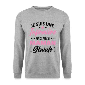 Je suis une infirmière et une maman géniale - Sweat-shirt Unisexe - gris chiné - Devant - Alina (178cm) & Michal (187cm)
