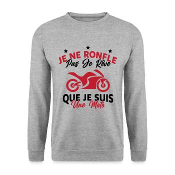 Je Ne Ronfle Pas Je Rêve Que Je Suis Une Moto - Sweat-shirt Unisexe - gris chiné - Devant - Alina (178cm) & Michal (187cm)
