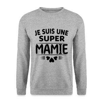 Super Mamie Cadeau de Noël Fête des Grands Mères - Sweat-shirt Unisexe - gris chiné - Devant - Alina (178cm) & Michal (187cm)