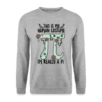 Ceci est mon costume humain Pi Day 2023 - Sweat-shirt Unisexe - gris chiné - Devant - Alina (178cm) & Michal (187cm)