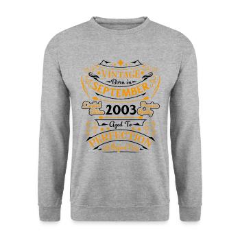 Vintage September 2003 retro birthday gift - Unisex Sweatshirt - salt & pepper - Front - Alina (178cm) & Michal (187cm)