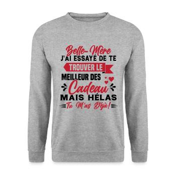 Belle mère Cadeau Fête des Mères Enfant Famille - Sweat-shirt Unisexe - gris chiné - Devant - Alina (178cm) & Michal (187cm)