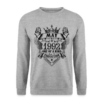 Birthday May 1992 born in May 1992 - Unisex Sweatshirt - salt & pepper - Front - Alina (178cm) & Michal (187cm)