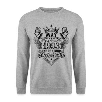 Geburtstag Mai 1993 geboren im Mai 1993 - Unisex Pullover - Weißgrau meliert - Vorne - Alina (178cm) & Michal (187cm)