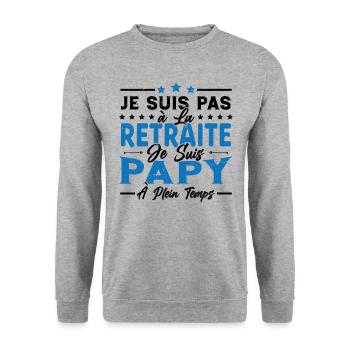 Je ne suis pas retraité je suis papy à plein temps - Sweat-shirt Unisexe - gris chiné - Devant - Alina (178cm) & Michal (187cm)