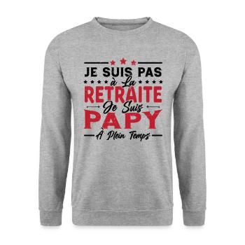 Je ne suis pas retraité je suis papy à plein temps - Sweat-shirt Unisexe - gris chiné - Devant - Alina (178cm) & Michal (187cm)