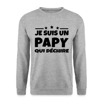 Je suis un papy qui déchire - Sweat-shirt Unisexe - gris chiné - Devant - Alina (178cm) & Michal (187cm)