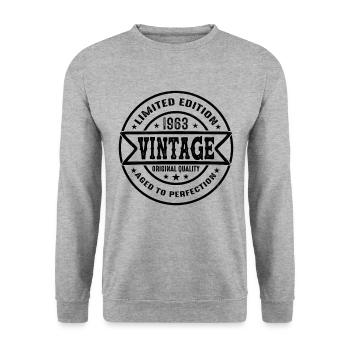 1963 Vintage Original 1963 Geburtstagsgeschenk - Unisex Pullover - Weißgrau meliert - Vorne - Alina (178cm) & Michal (187cm)
