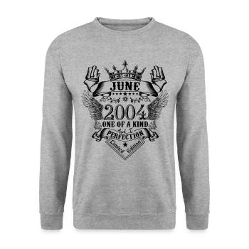 Anniversaire Juin 2004 né en Juin 2004 - Sweat-shirt Unisexe - gris chiné - Devant - Alina (178cm) & Michal (187cm)