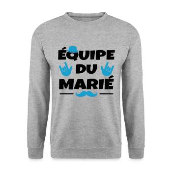 Équipe du Marié EVG Humour Enterrement de vie - Sweat-shirt Unisexe - gris chiné - Devant - Alina (178cm) & Michal (187cm)