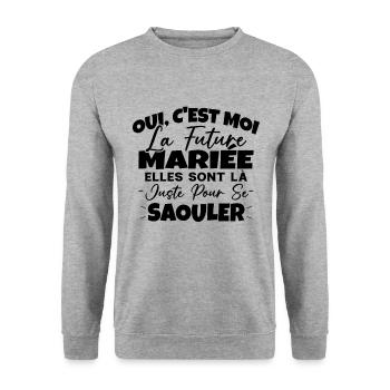Future Mariée Idée Originale EVJF - Sweat-shirt Unisexe - gris chiné - Devant - Alina (178cm) & Michal (187cm)