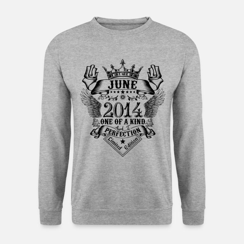 Geburtstag Juni 2014 geboren im Juni 2014 - Unisex Pullover - Weißgrau meliert