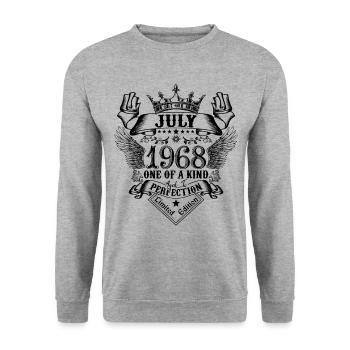 Geburtstag Juli 1968 geboren im Juli 1968 - Unisex Pullover - Weißgrau meliert - Vorne - Alina (178cm) & Michal (187cm)