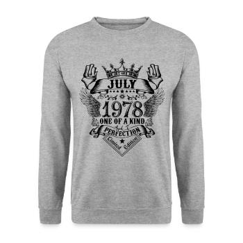 Birthday July 1978 born in July 1978 - Unisex Sweatshirt - salt & pepper - Front - Alina (178cm) & Michal (187cm)