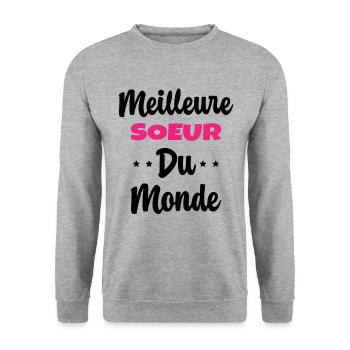 Meilleure Soeur Du Monde Humour Cadeau - Sweat-shirt Unisexe - gris chiné - Devant - Alina (178cm) & Michal (187cm)