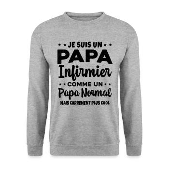 Homme Papa Infirmier Cool Humour Cadeau - Sweat-shirt Unisexe - gris chiné - Devant - Alina (178cm) & Michal (187cm)