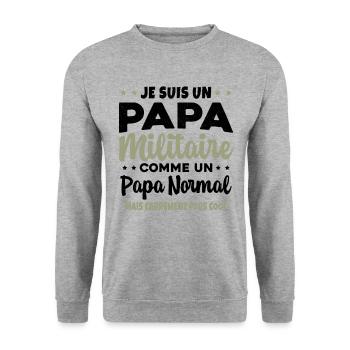 Homme Je Suis Papa Militaire Humour Cadeau soldats - Sweat-shirt Unisexe - gris chiné - Devant - Alina (178cm) & Michal (187cm)