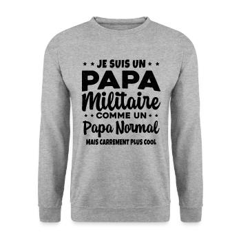 Homme Je Suis Papa Militaire Humour Cadeau soldats - Sweat-shirt Unisexe - gris chiné - Devant - Alina (178cm) & Michal (187cm)
