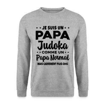 Homme Papa Judoka Humour Judo Cadeau - Sweat-shirt Unisexe - gris chiné - Devant - Alina (178cm) & Michal (187cm)