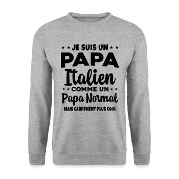 Homme Papa Pizzaiolo Italien Humour Cadeau - Sweat-shirt Unisexe - gris chiné - Devant - Alina (178cm) & Michal (187cm)