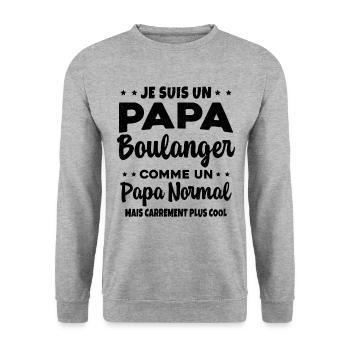 Homme Je Suis Papa Boulanger Humour Cadeau - Sweat-shirt Unisexe - gris chiné - Devant - Alina (178cm) & Michal (187cm)