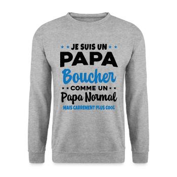 Homme Papa Boucher Humour Cadeau - Sweat-shirt Unisexe - gris chiné - Devant - Alina (178cm) & Michal (187cm)