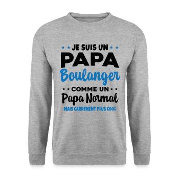 Homme Je Suis Papa Boulanger Humour Cadeau - Sweat-shirt Unisexe - gris chiné - Devant - Alina (178cm) & Michal (187cm)