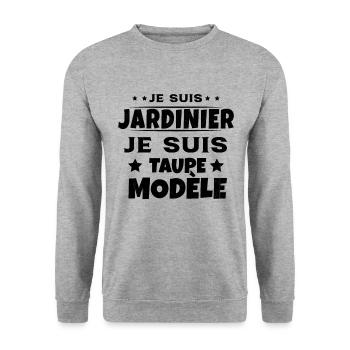Je suis jardinier Je suis Taupe Modèle Humour - Sweat-shirt Unisexe - gris chiné - Devant - Alina (178cm) & Michal (187cm)