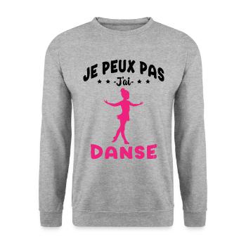 j'peux pas j'ai Danse - Humour Fille Cadeau - Sweat-shirt Unisexe - gris chiné - Devant - Alina (178cm) & Michal (187cm)