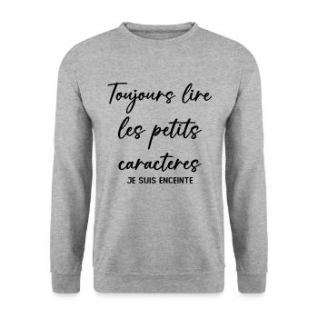 Femme Drôle Annonce Grossesse Future Maman Cadeau - Sweat-shirt Unisexe - gris chiné - Devant - Alina (178cm) & Michal (187cm)